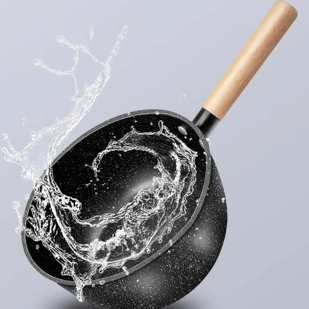 Household Wooden Handle Japanese Style Saucepan Glass Lid Non-stick Milk Pot Lightweight Diversion Design Cooking Pot Porridge